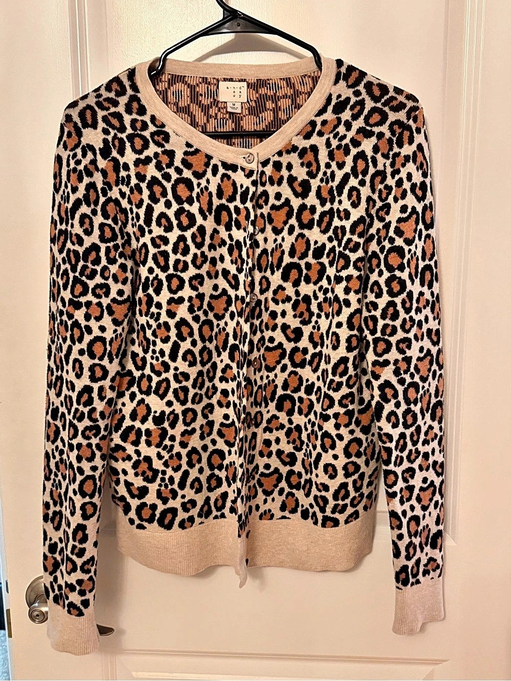 New Day Animal Print Cardigan Size Medium Like New